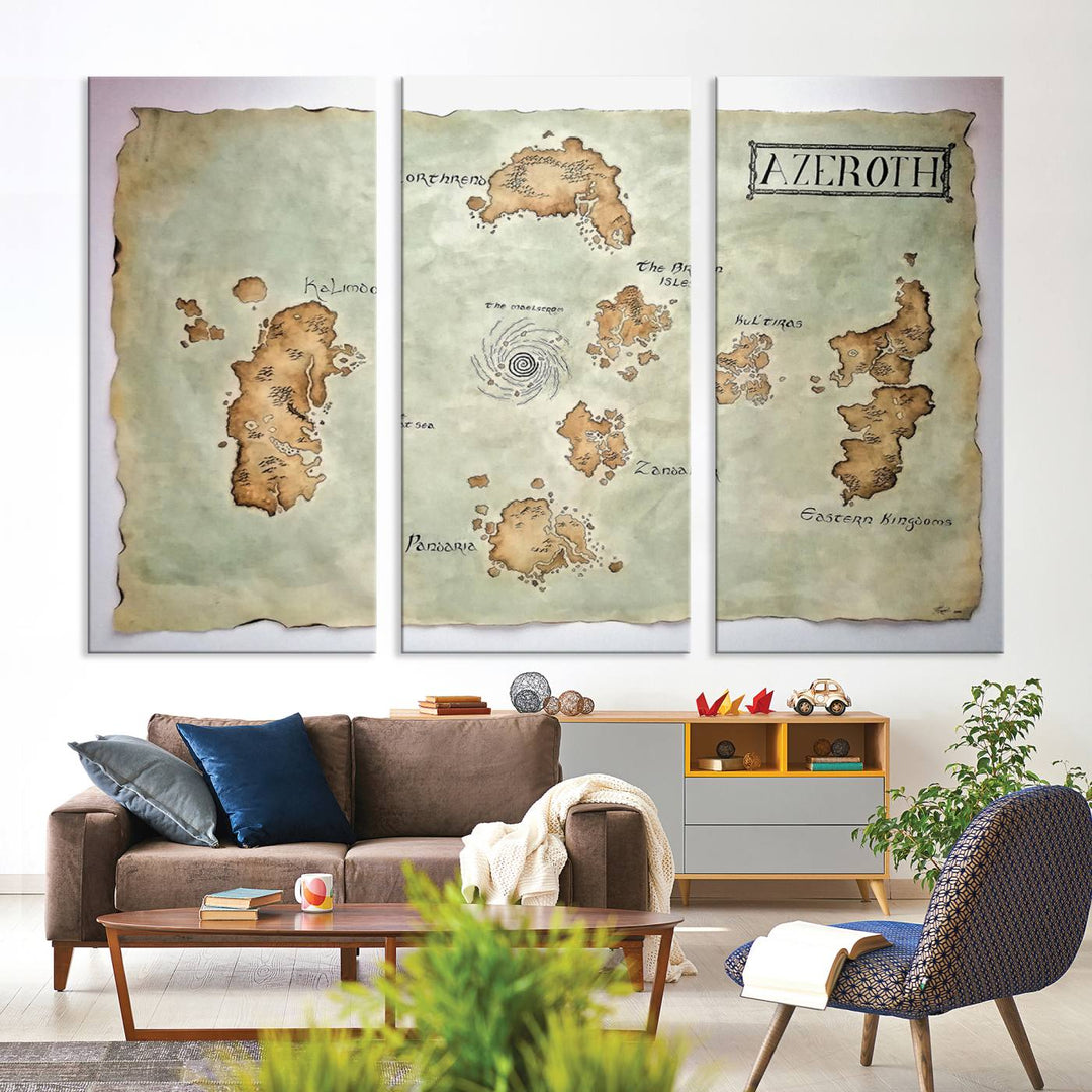 Azeroth World Map Wall Art Canvas Print