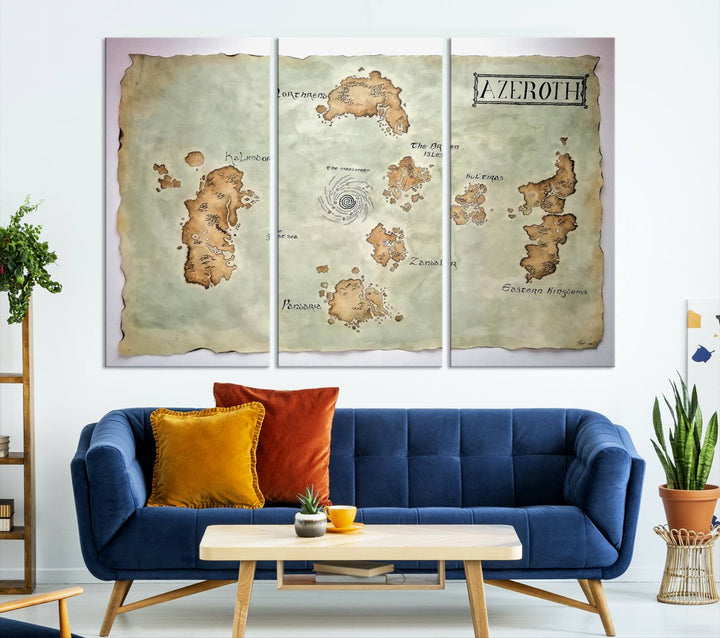 Azeroth World Map Wall Art Canvas Print