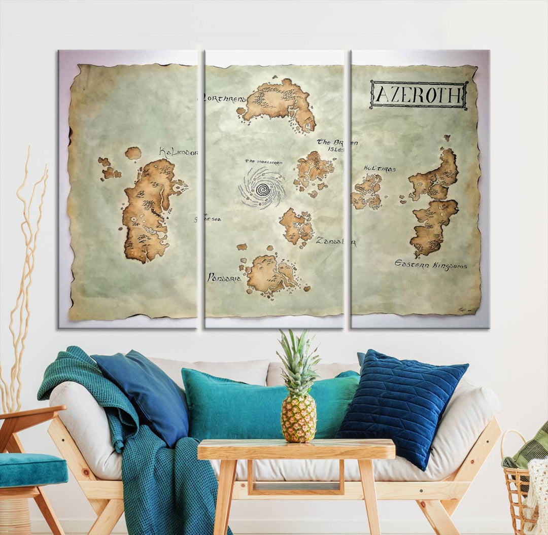 Azeroth World Map Wall Art Canvas Print