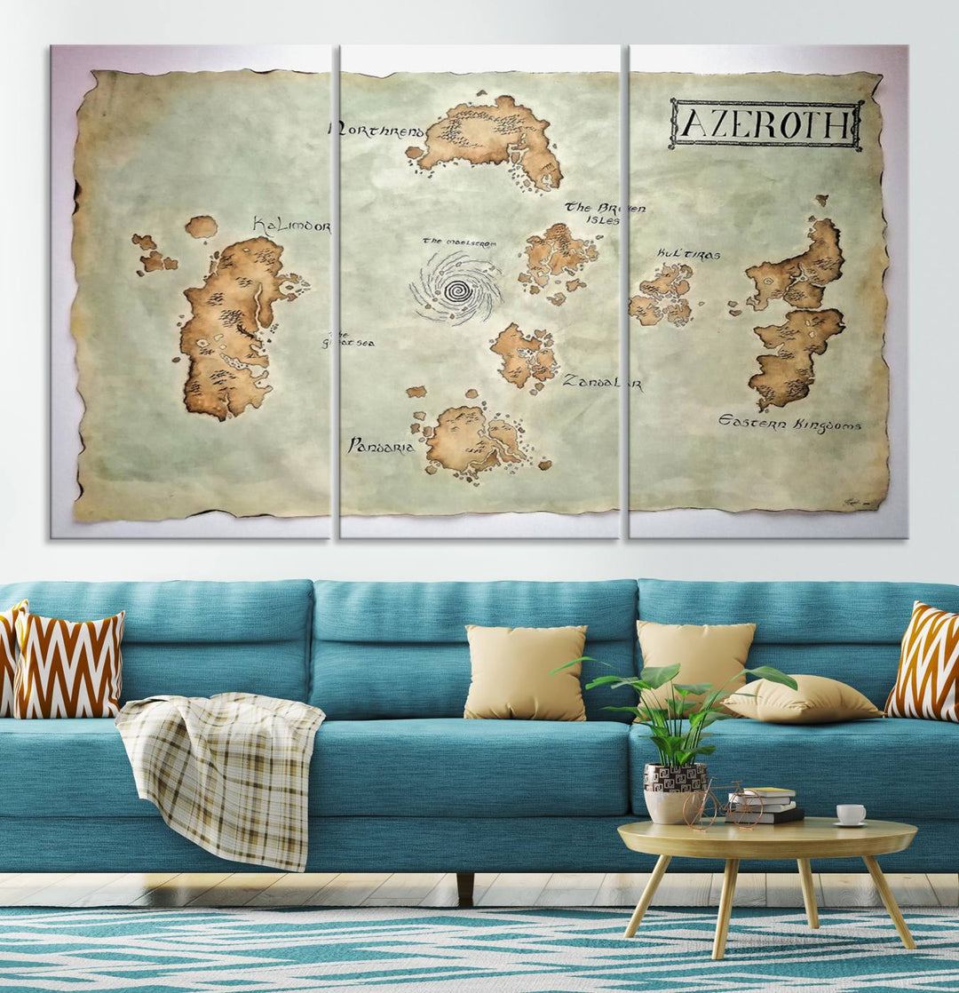 Azeroth World Map Wall Art Canvas Print