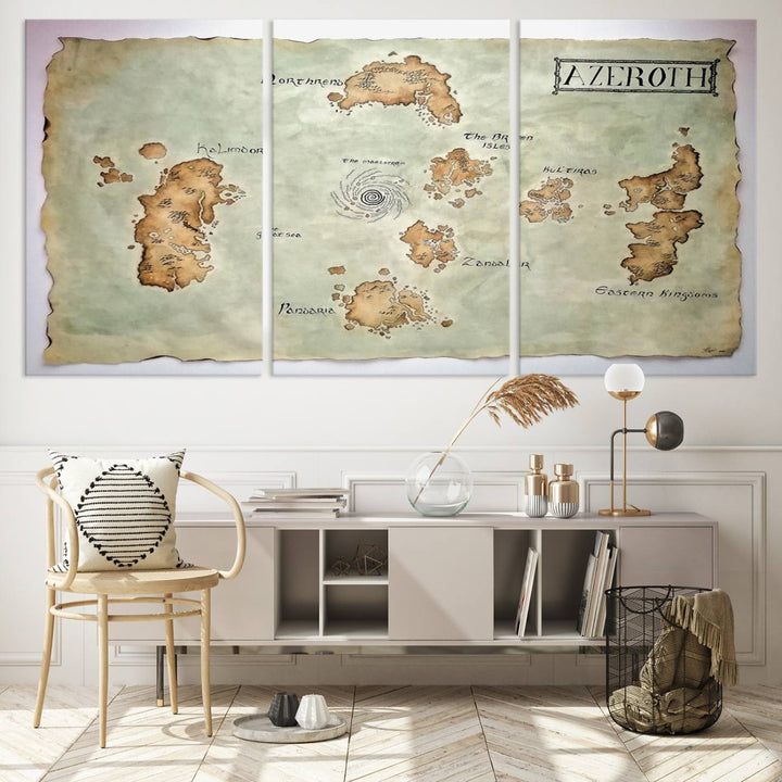 Azeroth World Map Wall Art Canvas Print