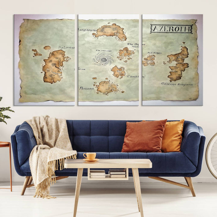 Azeroth World Map Wall Art Canvas Print