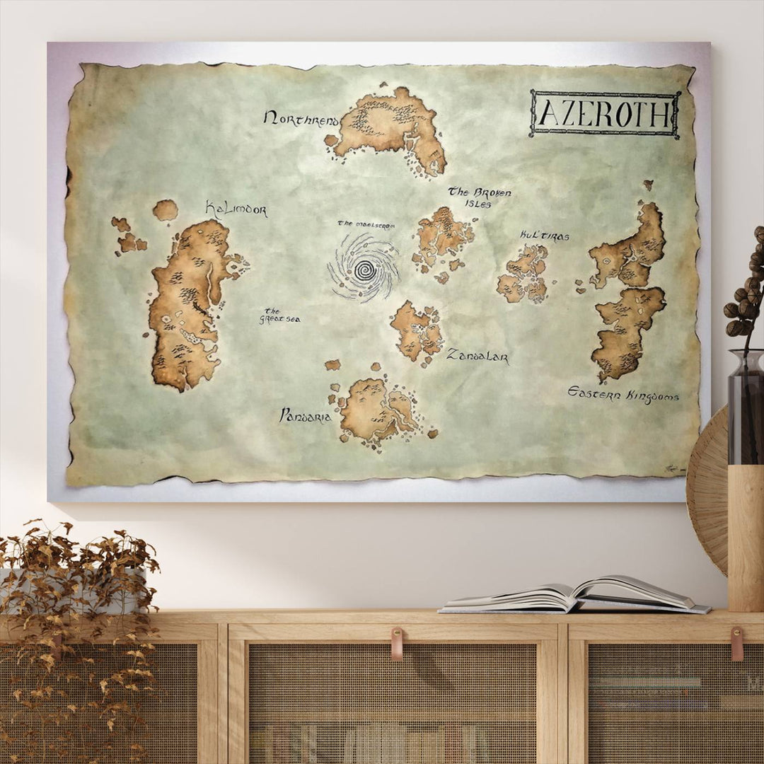 Azeroth World Map Wall Art Canvas Print