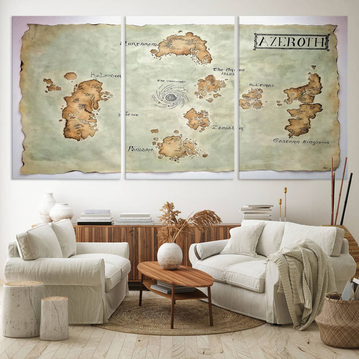 Azeroth World Map Wall Art Canvas Print