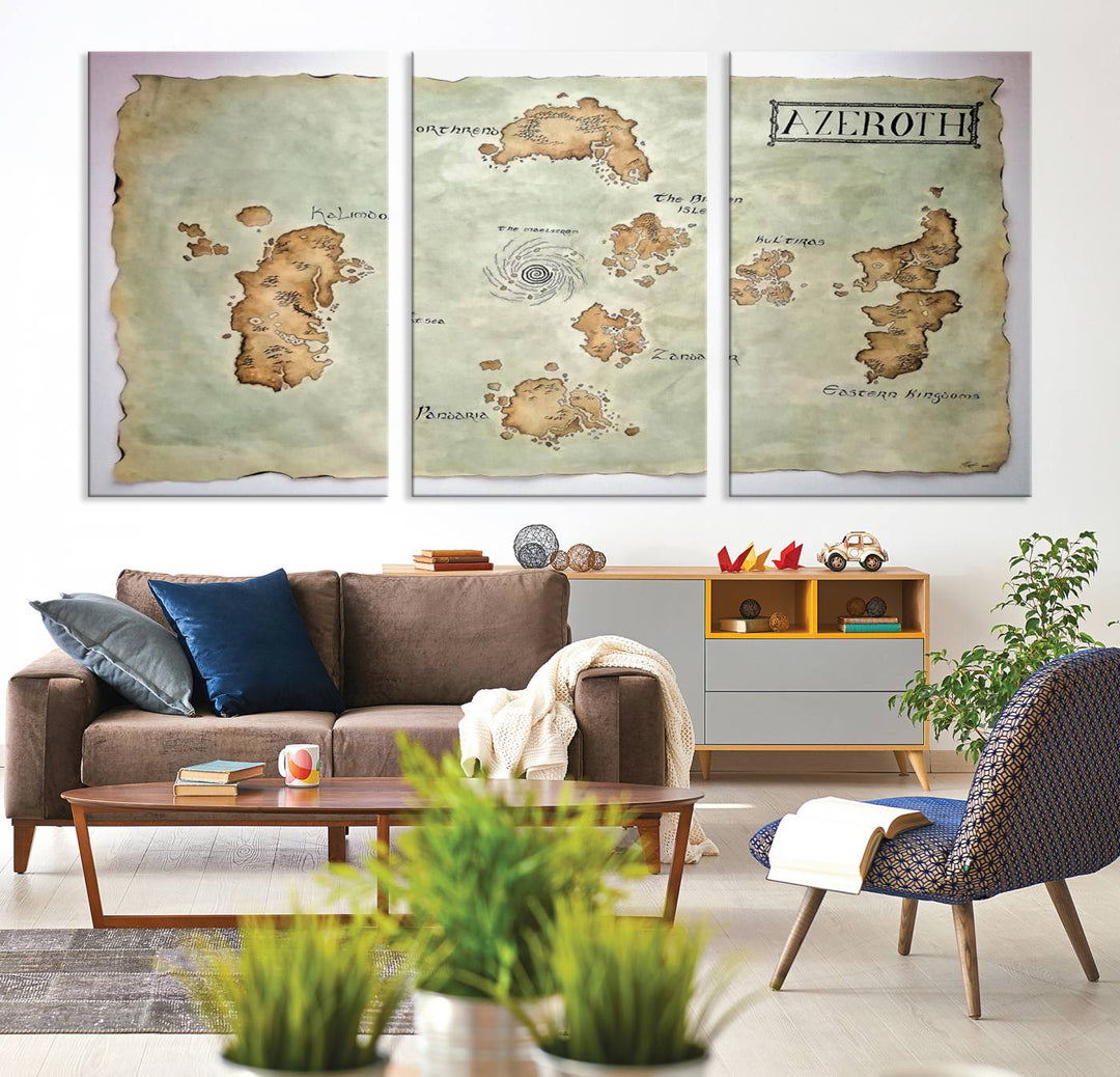 Azeroth World Map Wall Art Canvas Print