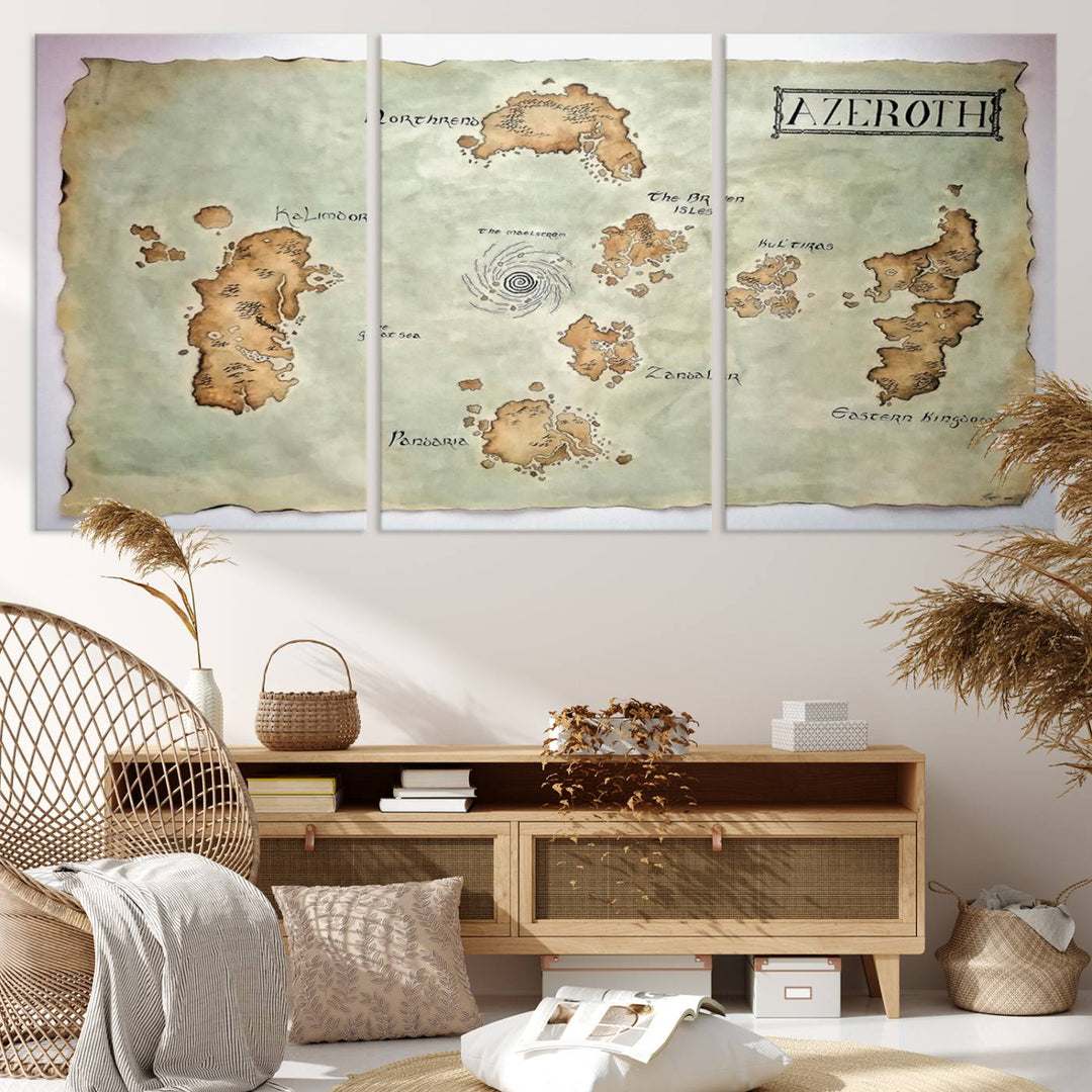 Azeroth World Map Wall Art Canvas Print