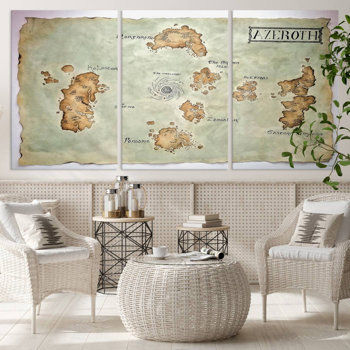 Azeroth World Map Wall Art Canvas Print