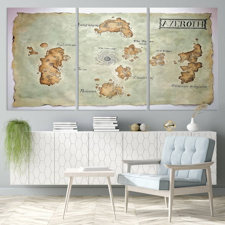 Azeroth World Map Wall Art Canvas Print