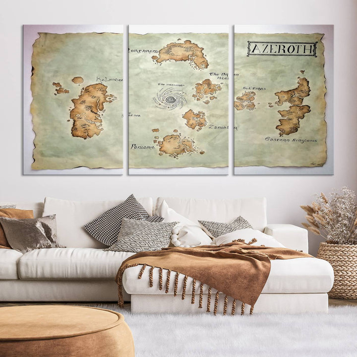 Azeroth World Map Wall Art Canvas Print