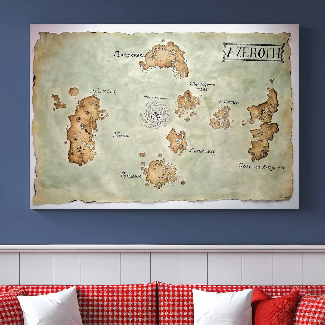 Azeroth World Map Wall Art Canvas Print