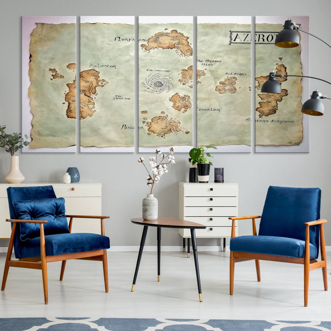 Azeroth World Map Wall Art Canvas Print