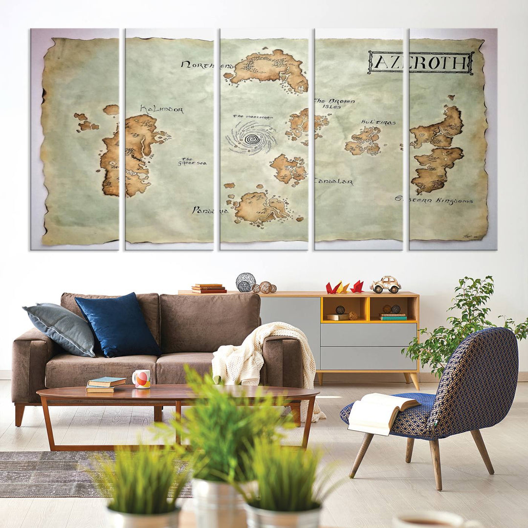 Azeroth World Map Wall Art Canvas Print