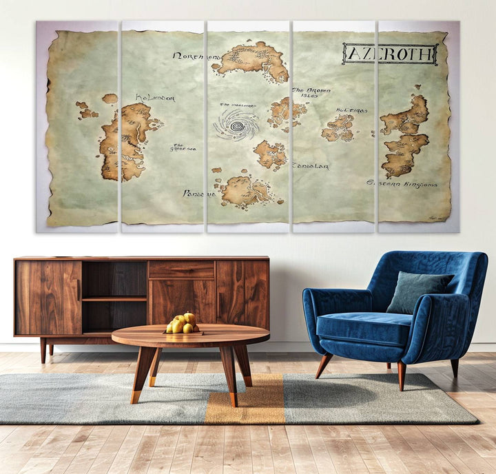 Azeroth World Map Wall Art Canvas Print