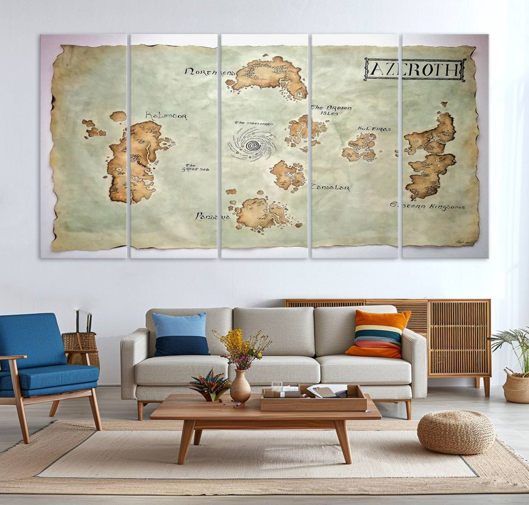 Azeroth World Map Wall Art Canvas Print