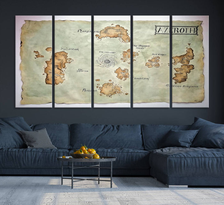 Azeroth World Map Wall Art Canvas Print