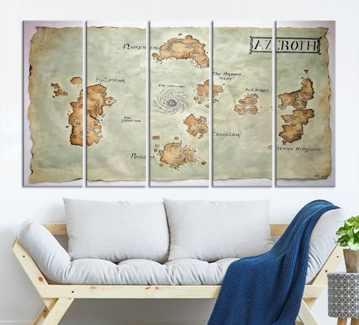 Azeroth World Map Wall Art Canvas Print