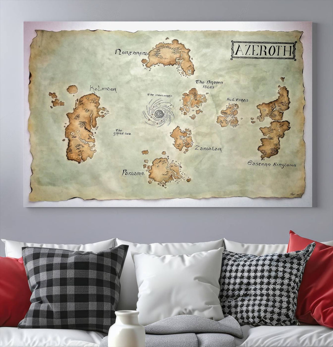 Azeroth World Map Wall Art Canvas Print