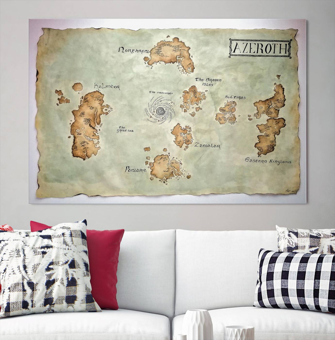 Azeroth World Map Wall Art Canvas Print