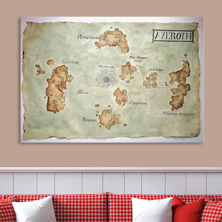 Azeroth World Map Wall Art Canvas Print