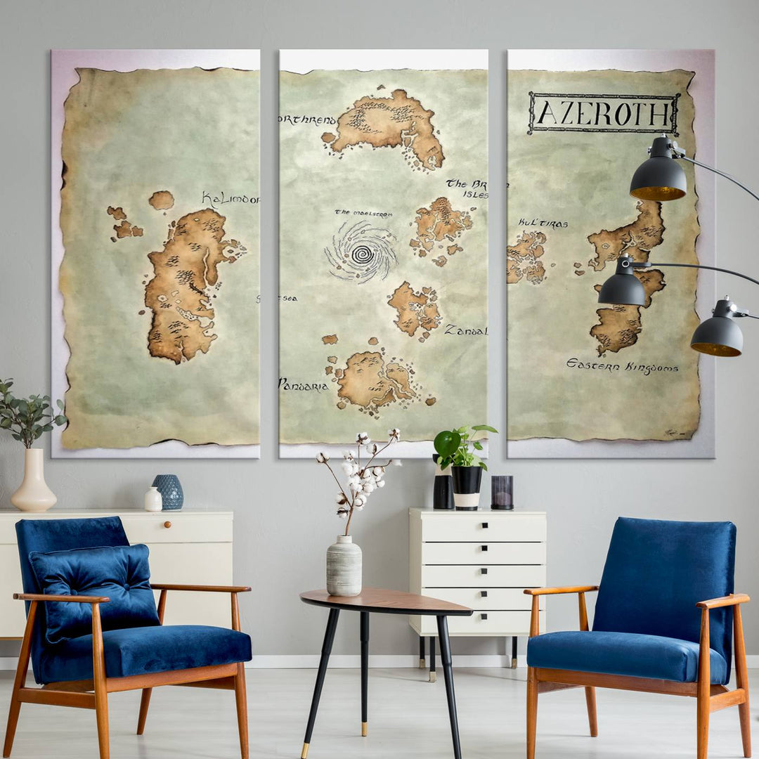 Azeroth World Map Wall Art Canvas Print