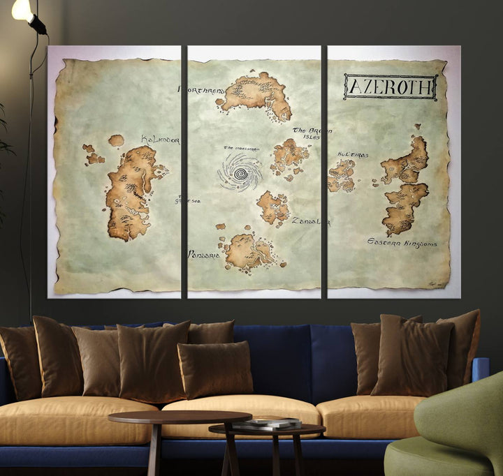 Azeroth World Map Wall Art Canvas Print