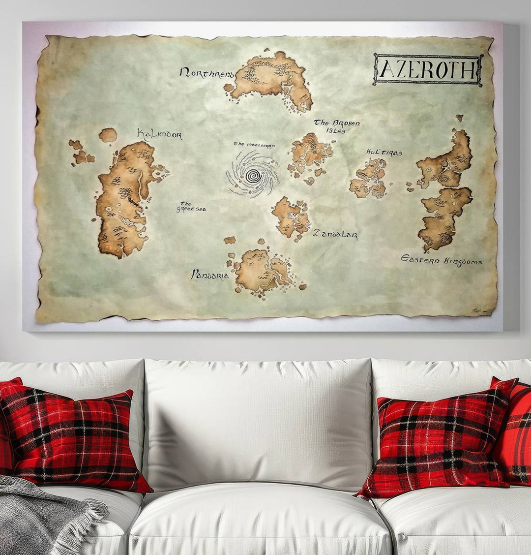 Azeroth World Map Wall Art Canvas Print