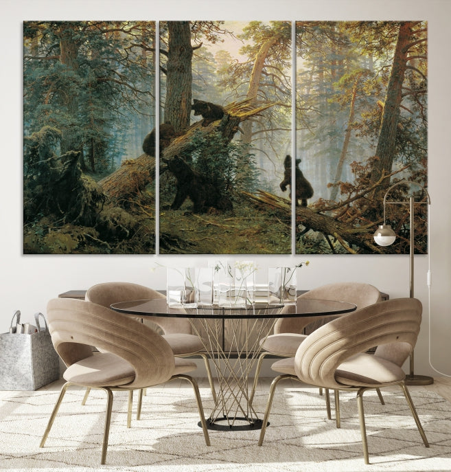 Baby Bears in Forest Large Wall Art Bear Cubs Canvas Print