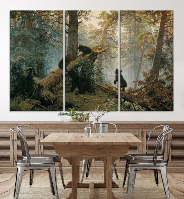 Baby Bears in Forest Large Wall Art Bear Cubs Canvas Print