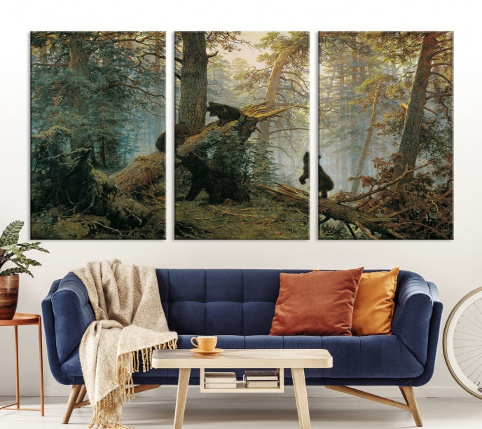 Baby Bears in Forest Large Wall Art Bear Cubs Canvas Print