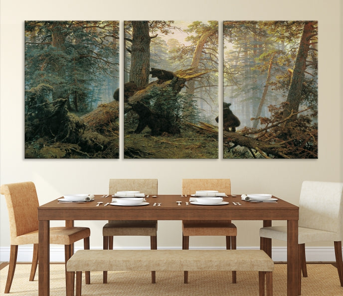 Baby Bears in Forest Large Wall Art Bear Cubs Canvas Print