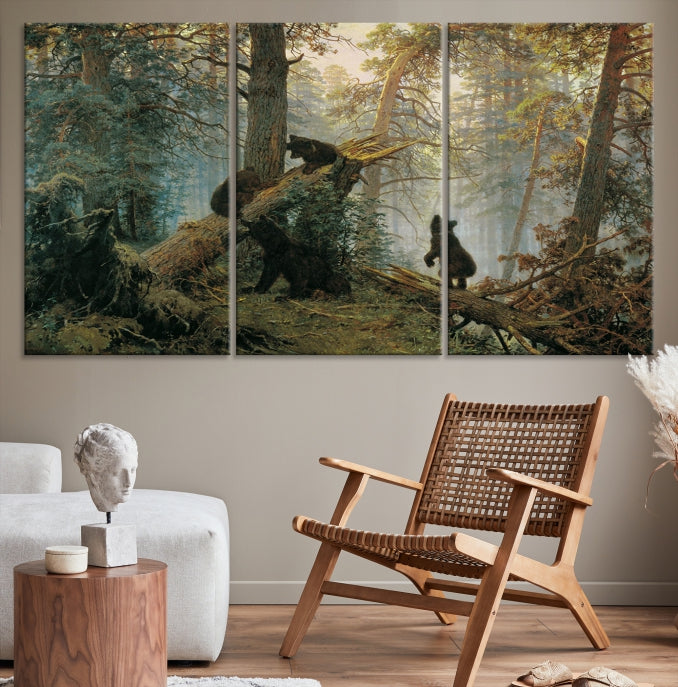 Baby Bears in Forest Large Wall Art Bear Cubs Canvas Print