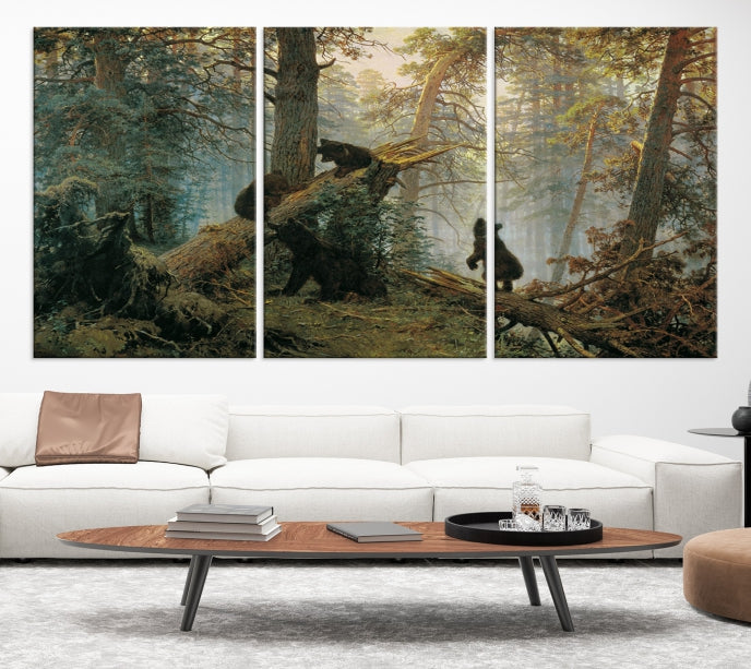 Baby Bears in Forest Large Wall Art Bear Cubs Canvas Print