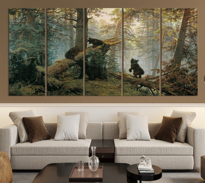 Baby Bears in Forest Large Wall Art Bear Cubs Canvas Print