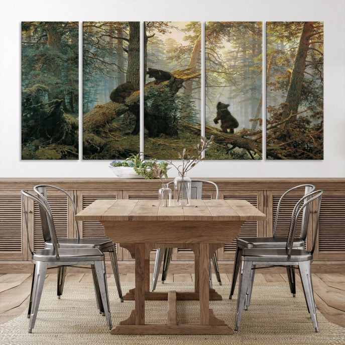 Baby Bears in Forest Large Wall Art Bear Cubs Canvas Print