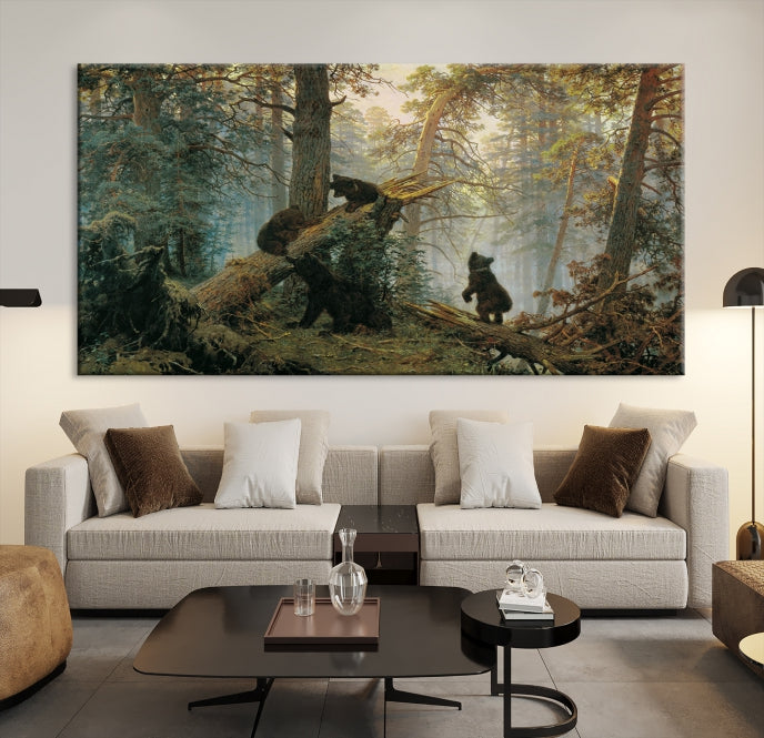 Baby Bears in Forest Large Wall Art Bear Cubs Canvas Print