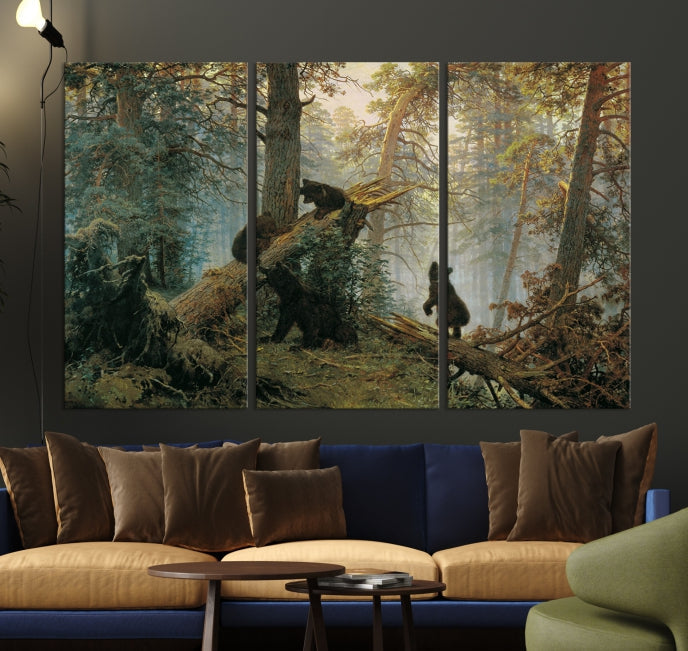 Baby Bears in Forest Large Wall Art Bear Cubs Canvas Print