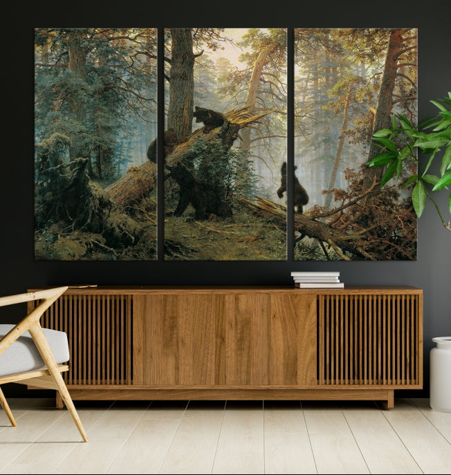 Baby Bears in Forest Large Wall Art Bear Cubs Canvas Print