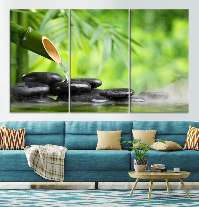 Bamboo Spiritual Japanese Wall Art Large Canvas Print Yoga Decor