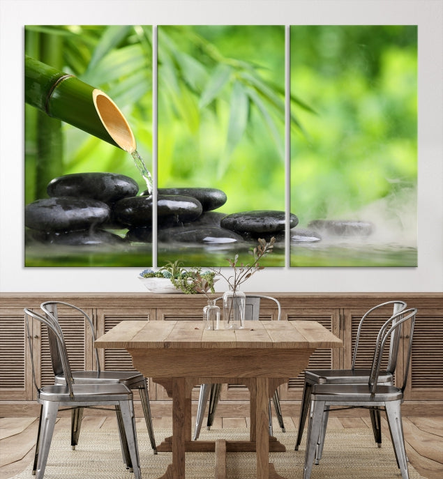 Bamboo Spiritual Japanese Wall Art Large Canvas Print Yoga Decor