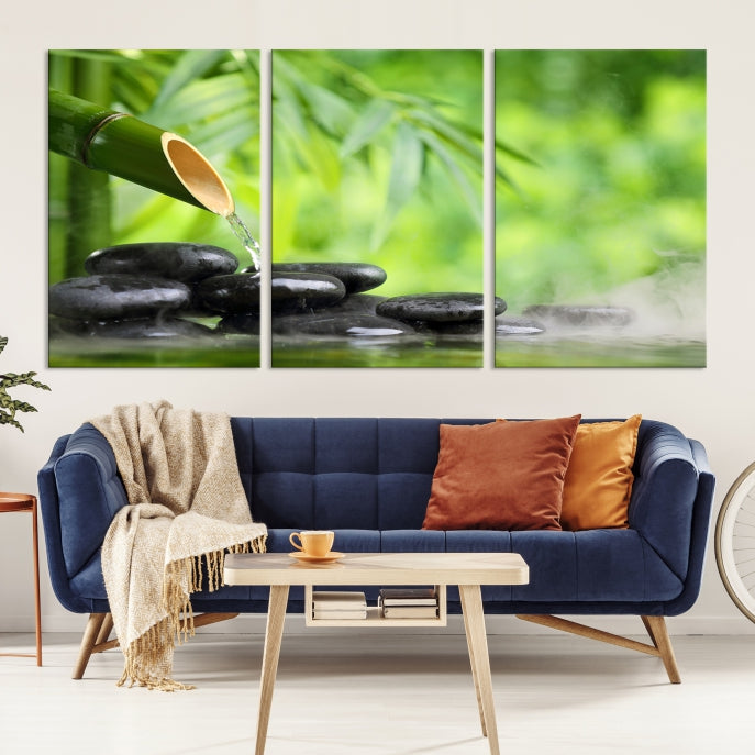 Bamboo Spiritual Japanese Wall Art Large Canvas Print Yoga Decor