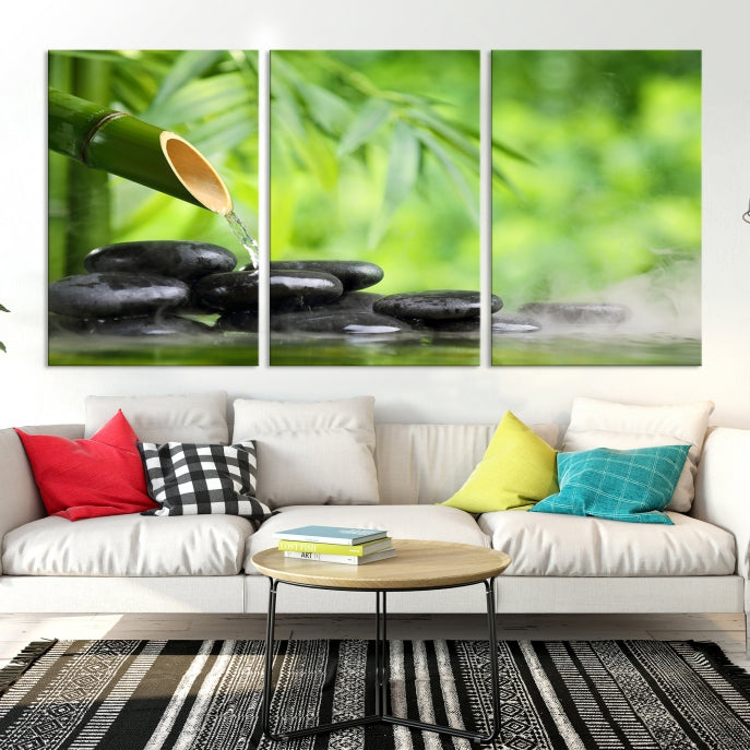 Bamboo Spiritual Japanese Wall Art Large Canvas Print Yoga Decor