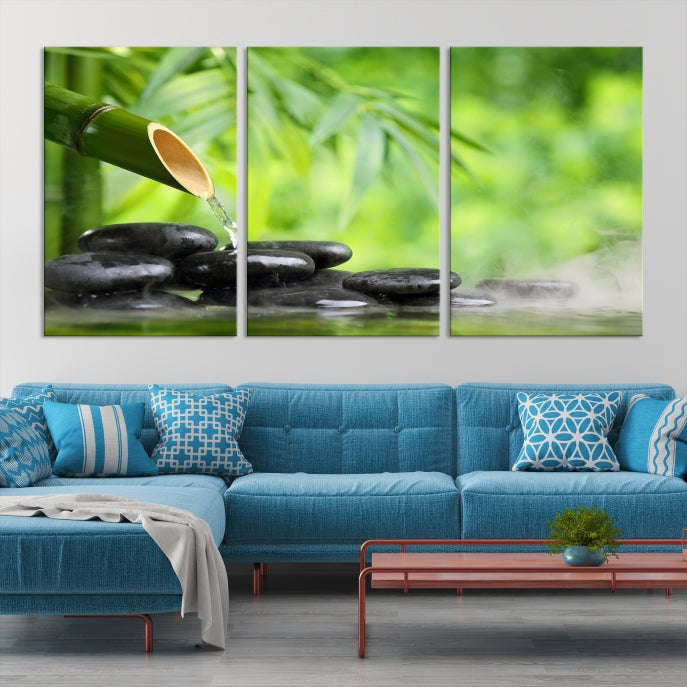 Bamboo Spiritual Japanese Wall Art Large Canvas Print Yoga Decor