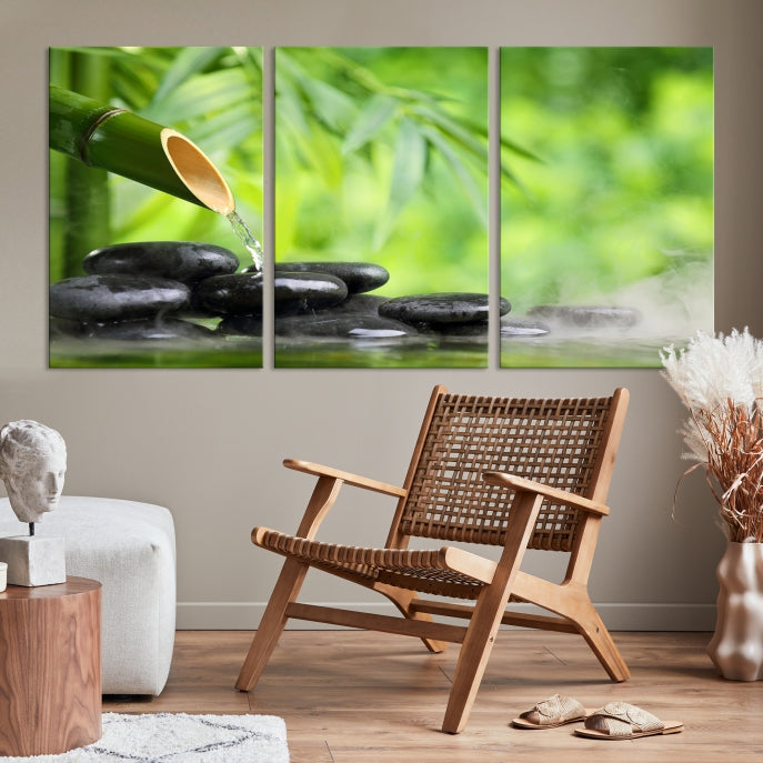 Bamboo Spiritual Japanese Wall Art Large Canvas Print Yoga Decor