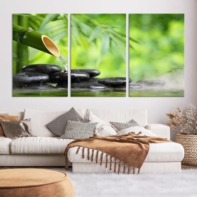 Bamboo Spiritual Japanese Wall Art Large Canvas Print Yoga Decor