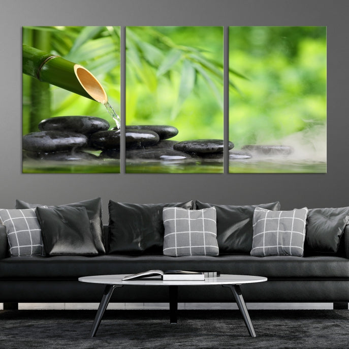 Bamboo Spiritual Japanese Wall Art Large Canvas Print Yoga Decor