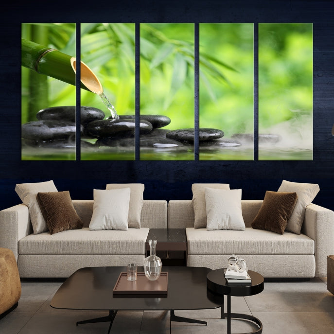 Bamboo Spiritual Japanese Wall Art Large Canvas Print Yoga Decor