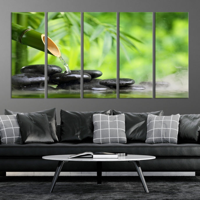 Bamboo Spiritual Japanese Wall Art Large Canvas Print Yoga Decor