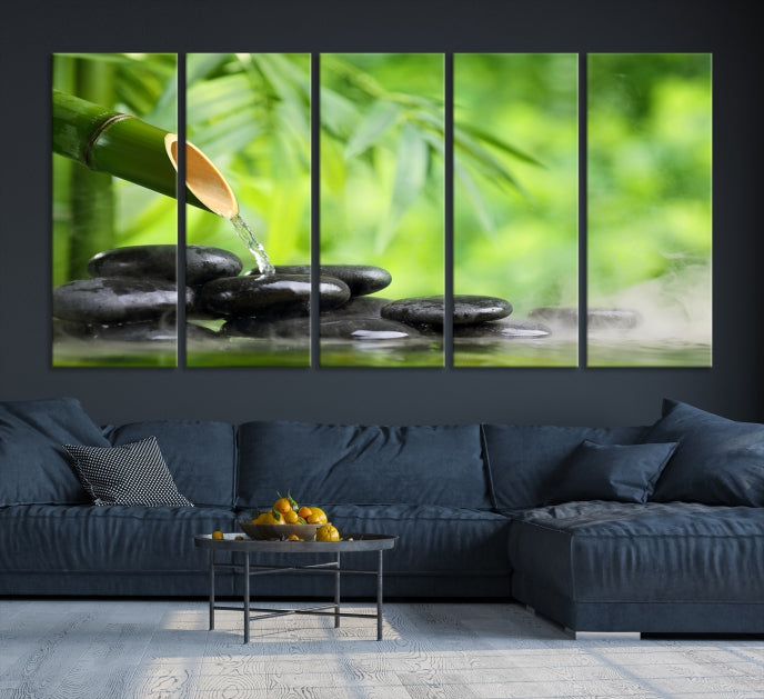 Bamboo Spiritual Japanese Wall Art Large Canvas Print Yoga Decor