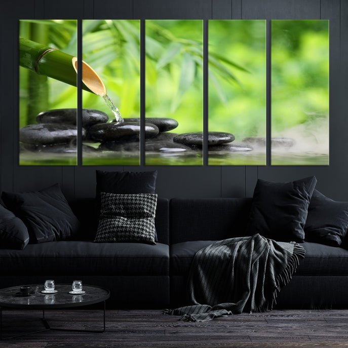 Bamboo Spiritual Japanese Wall Art Large Canvas Print Yoga Decor