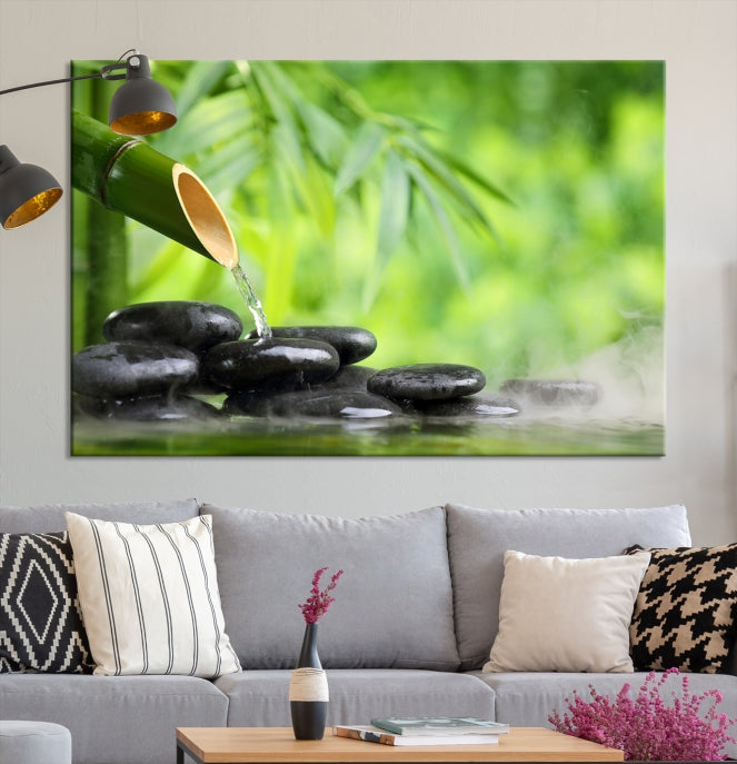 Bamboo Spiritual Japanese Wall Art Large Canvas Print Yoga Decor